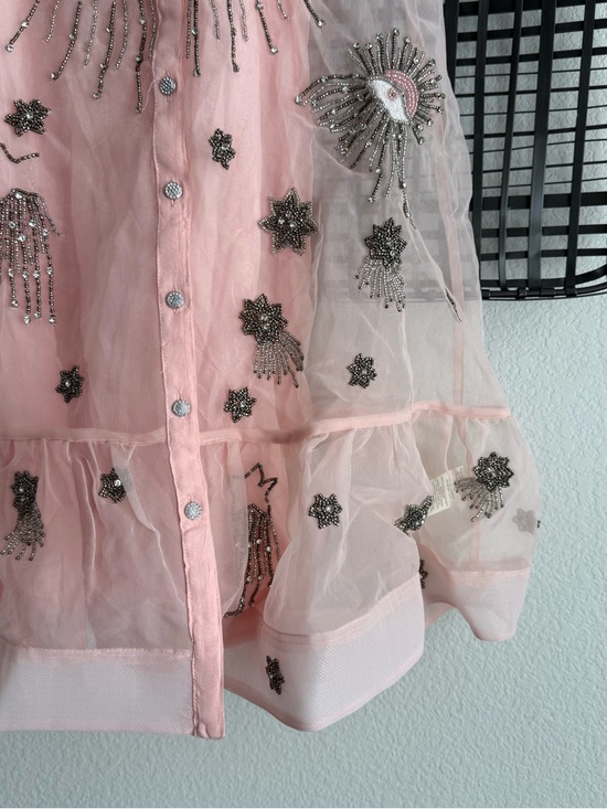 Anthropologie Maeve Short-Sleeve Embellished Mini Shirt Dress - Picture 4 of 8